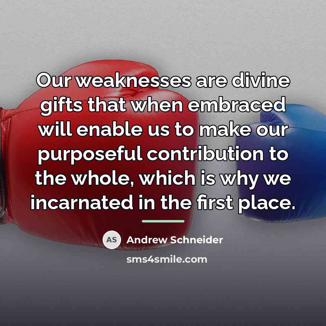 “Our weaknesses are divine gifts that when embraced will enable…” quote by Andrew Schneider