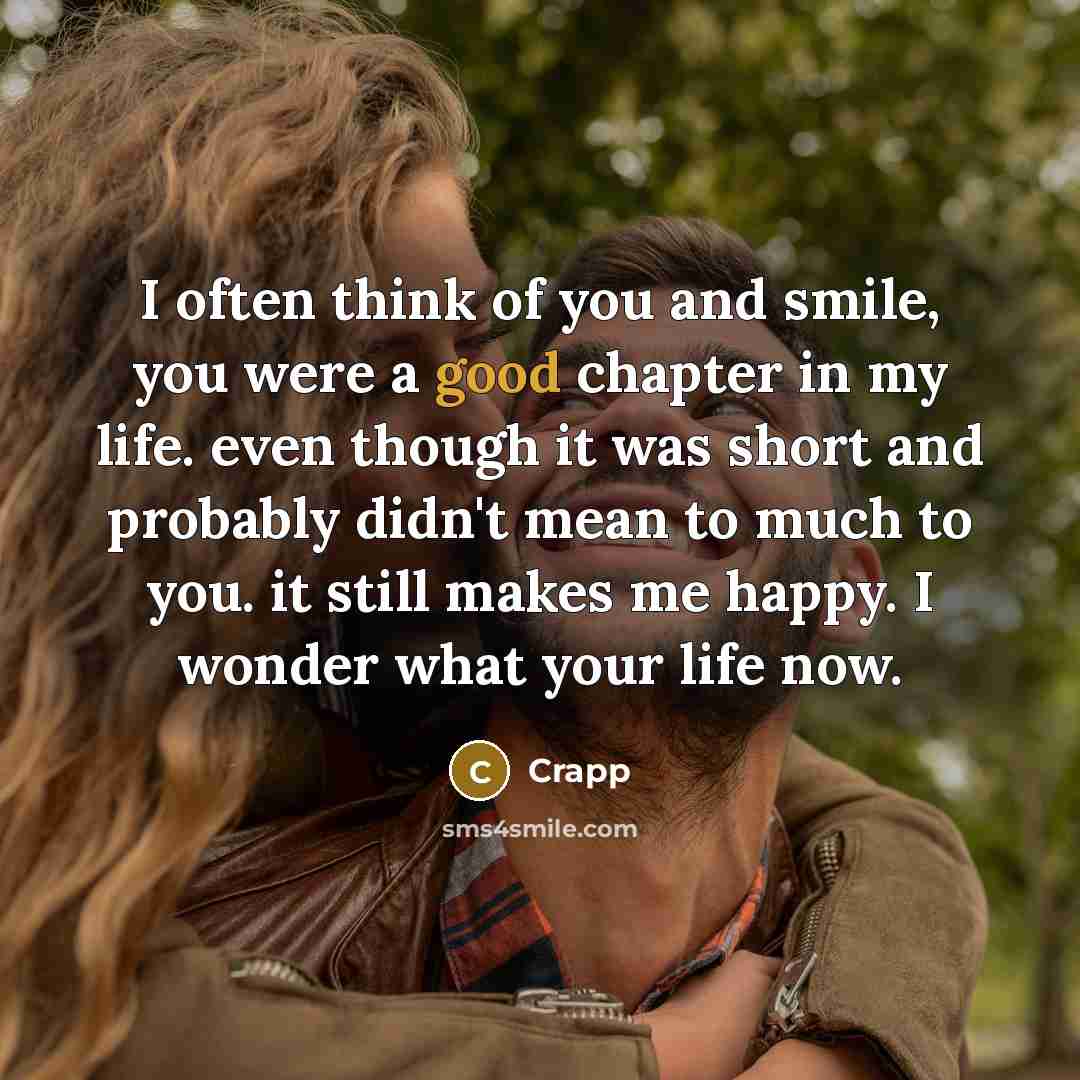 “I often think of you and smile, you were a…” quote by Crapp