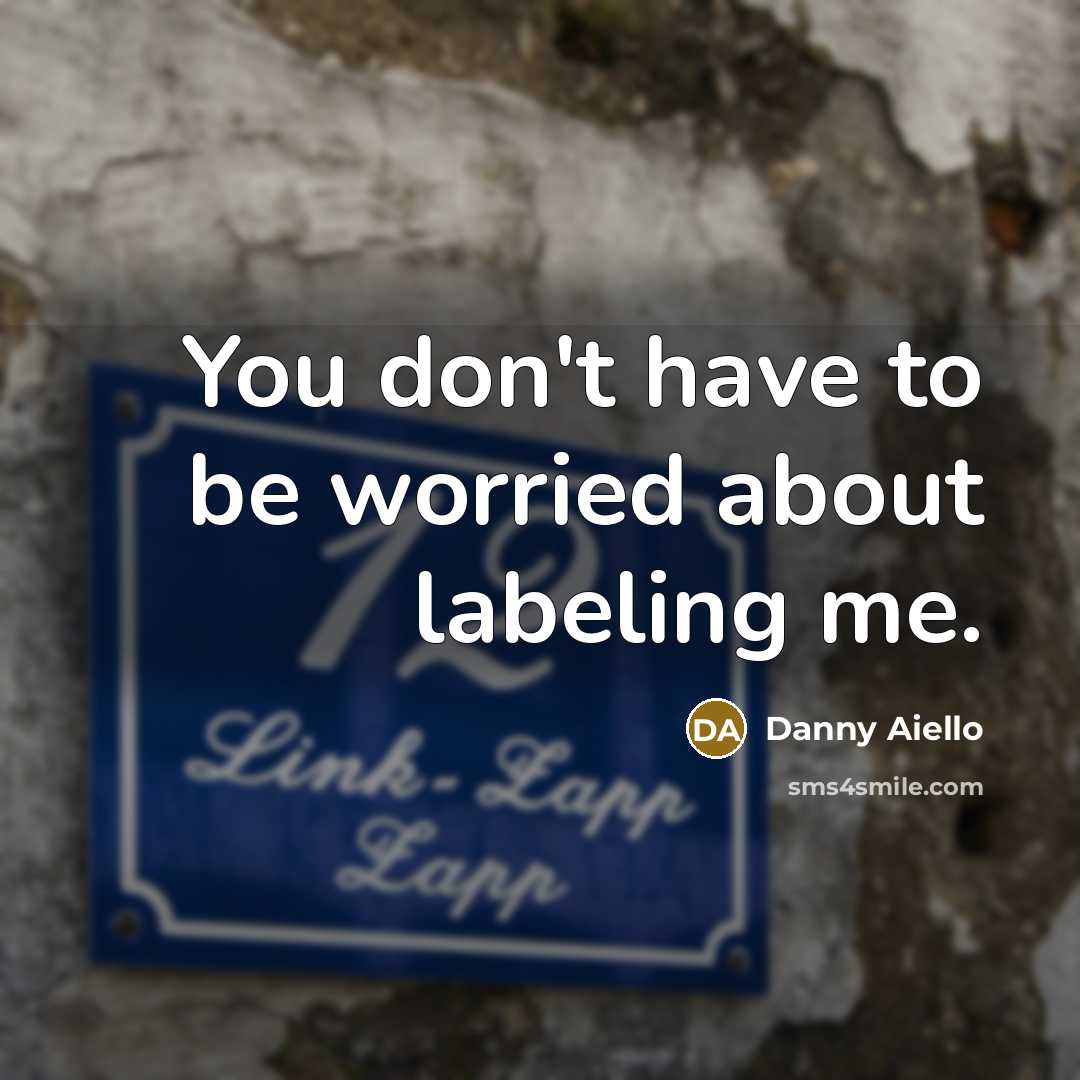 “You don't have to be worried about labeling me.…” quote by Danny Aiello