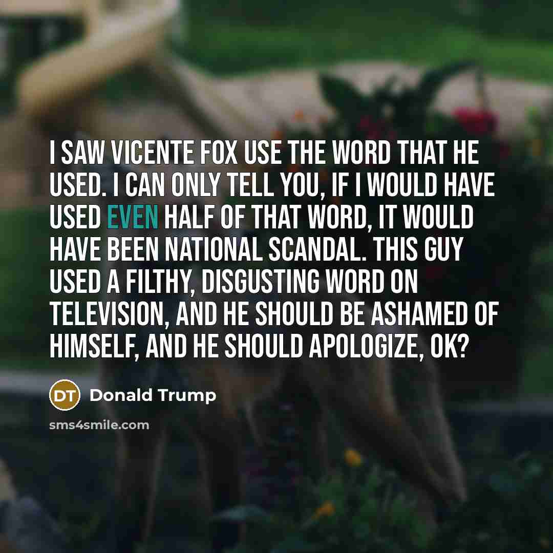 “I saw Vicente Fox use the word that he used.…” quote by Donald Trump