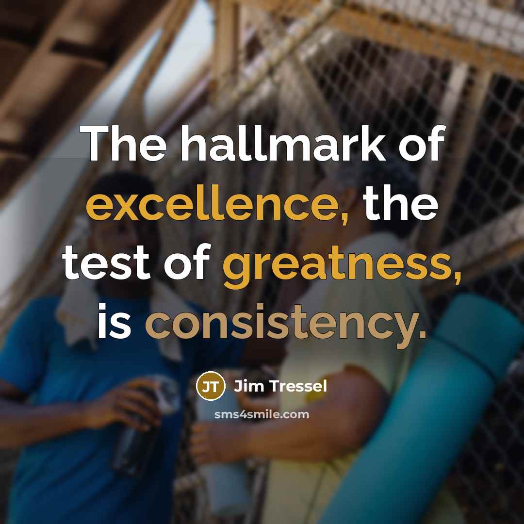 “The hallmark of excellence, the test of greatness, is consistency.…” quote by Jim Tressel