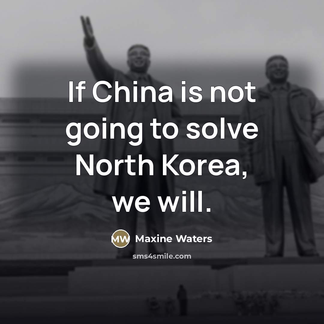 “If China is not going to solve North Korea, we…” quote by Maxine Waters