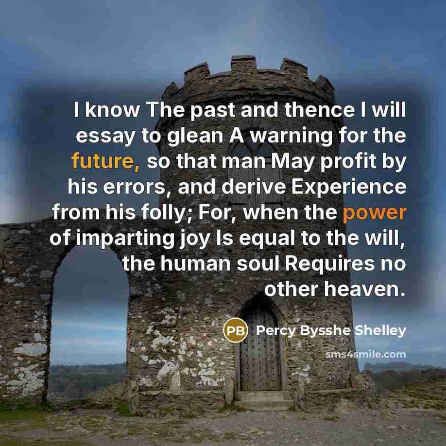 “I know The past and thence I will essay to…” quote by Percy Bysshe Shelley