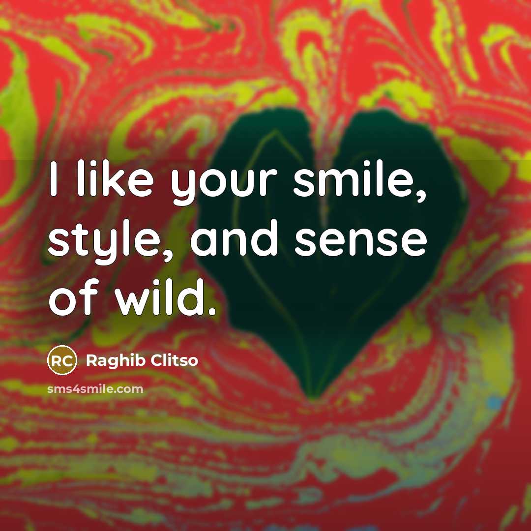 “I like your smile, style, and sense of wild.…” quote by Raghib Clitso