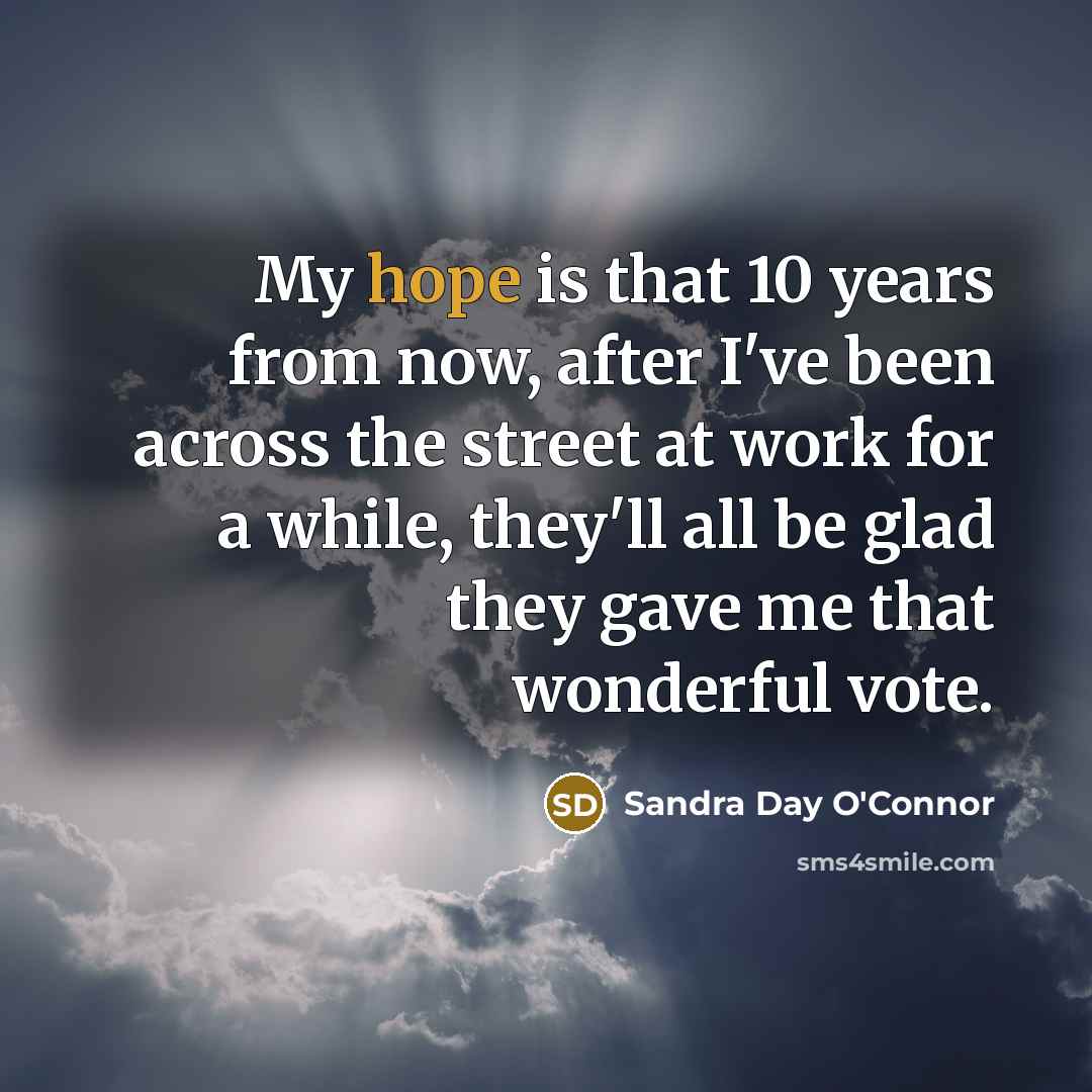“My hope is that 10 years from now, after I've…” quote by Sandra Day O'Connor