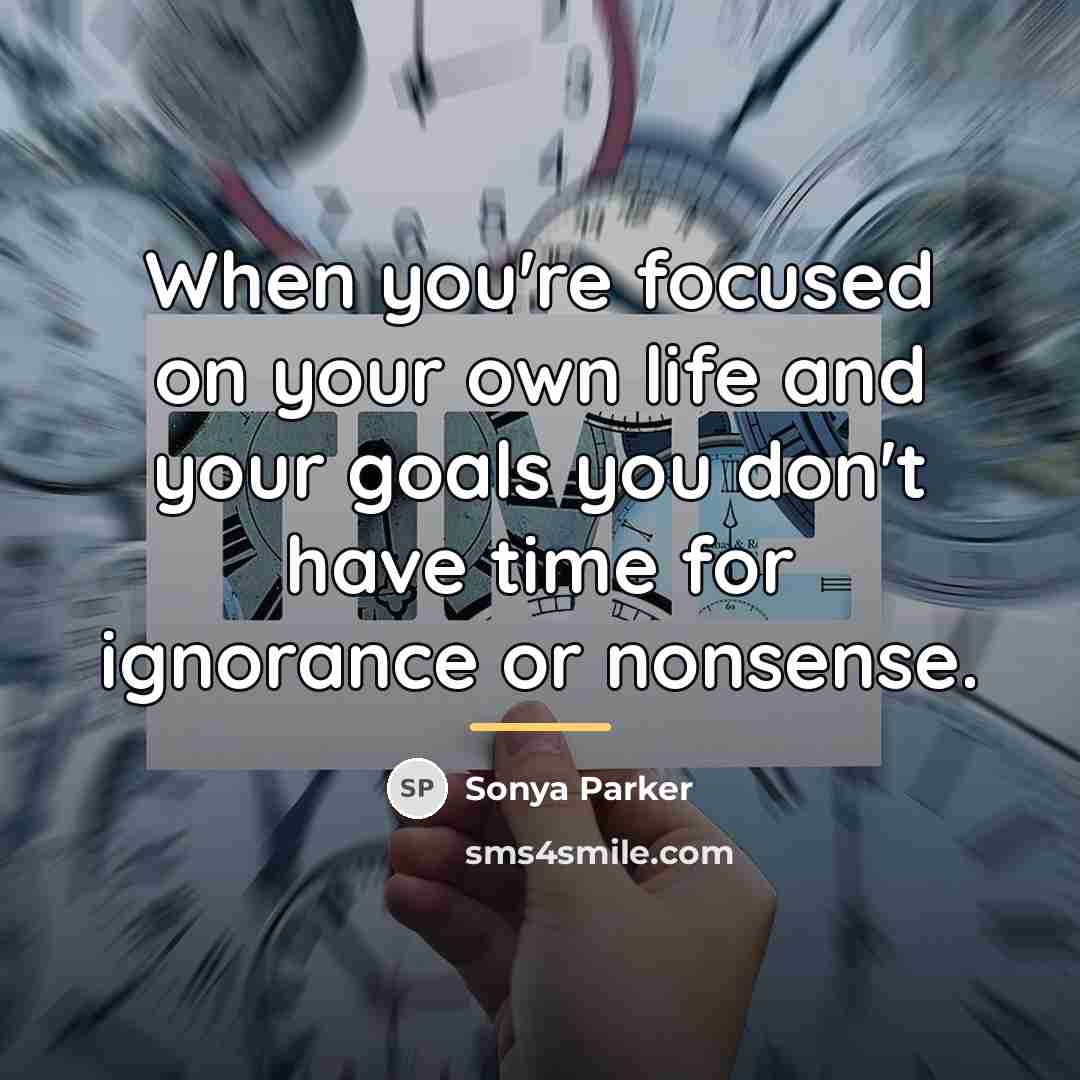 “When you're focused on your own life and your goals…” quote by Sonya Parker