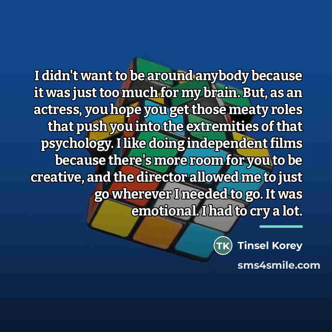 “I didn't want to be around anybody because it was…” quote by Tinsel Korey
