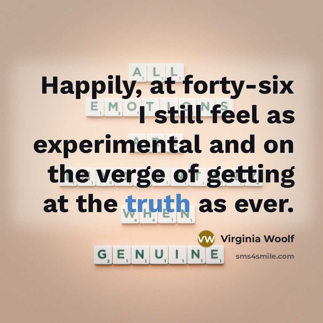 “Happily, at forty-six I still feel as experimental and on…” quote by Virginia Woolf