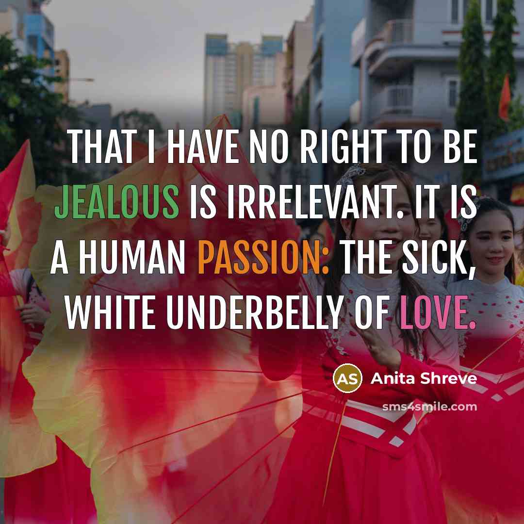 “That I have no right to be jealous is irrelevant.…” quote by Anita Shreve