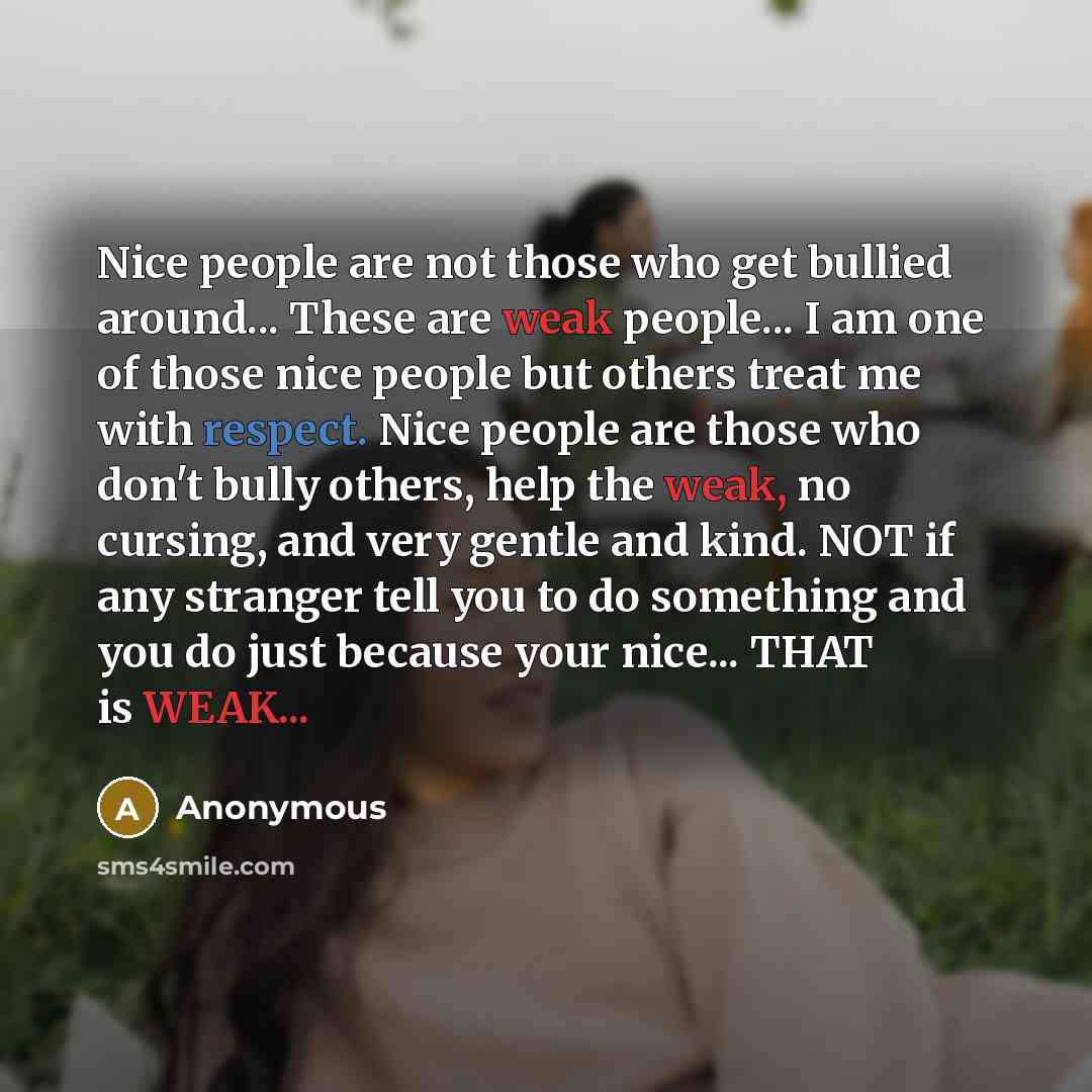 “Nice people are not those who get bullied around... These…” quote by Anonymous