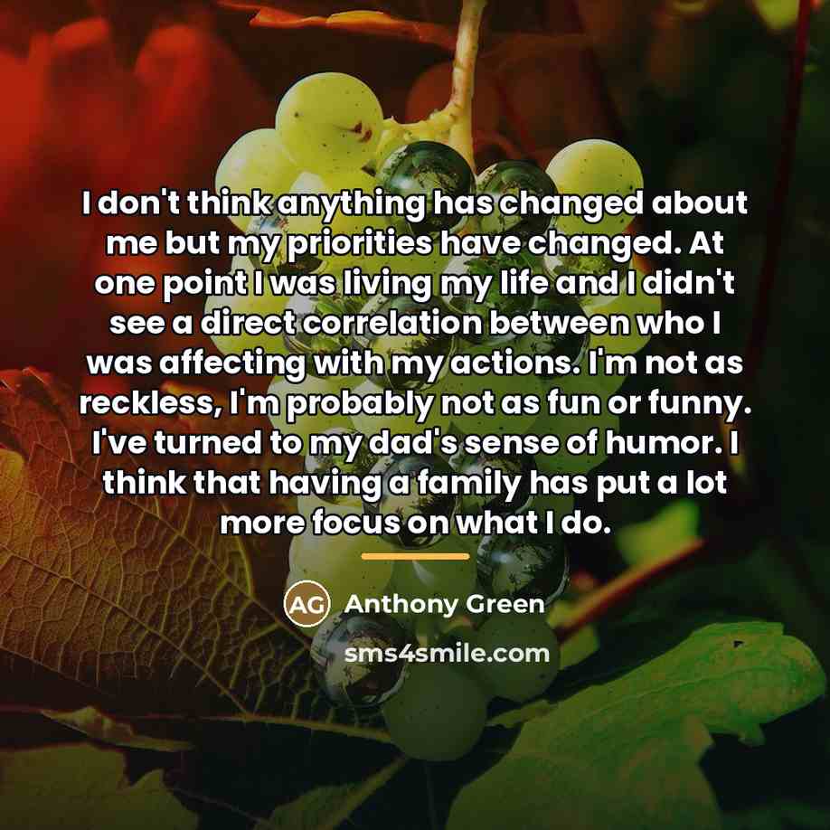 “I don't think anything has changed about me but my…” quote by Anthony Green