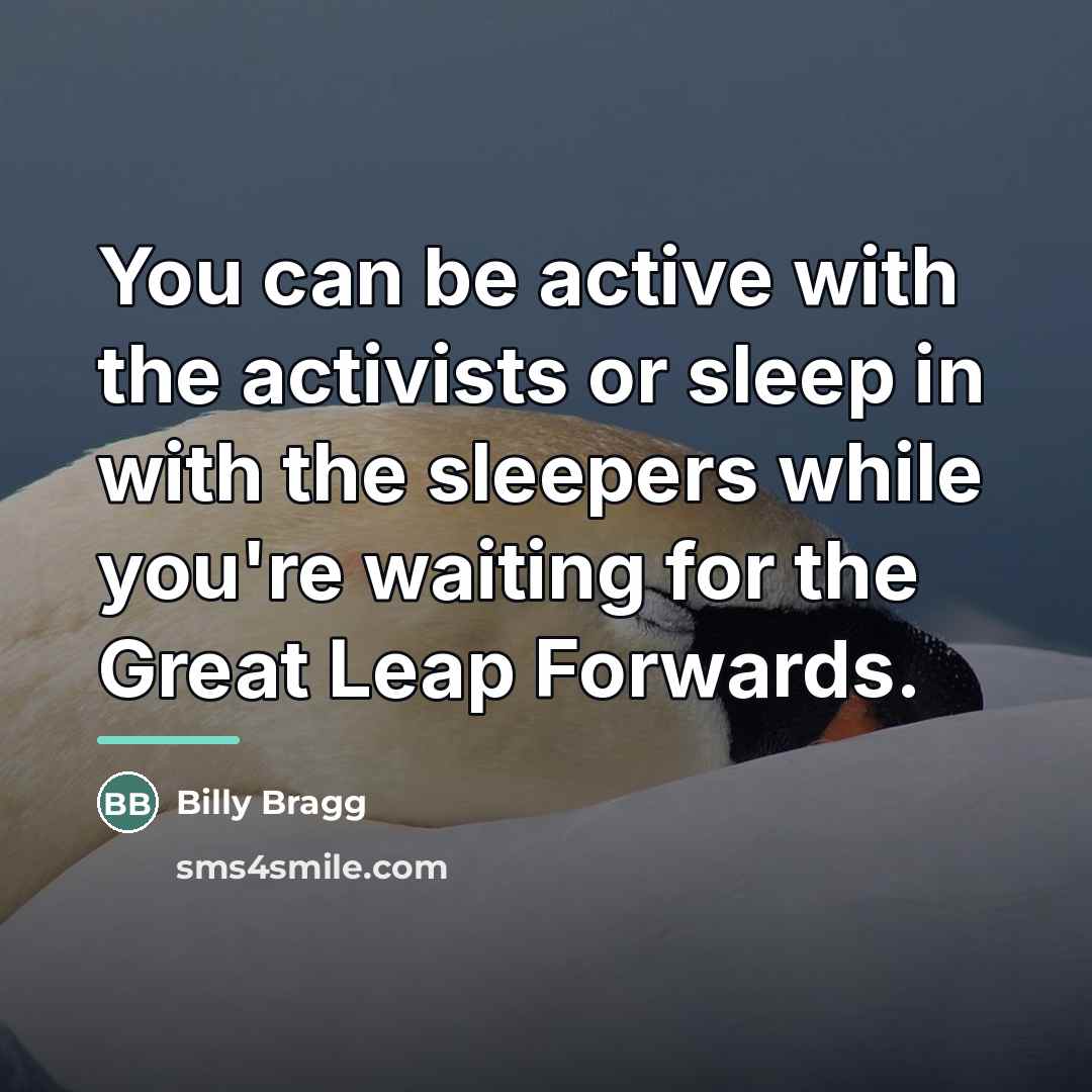 “You can be active with the activists or sleep in…” quote by Billy Bragg