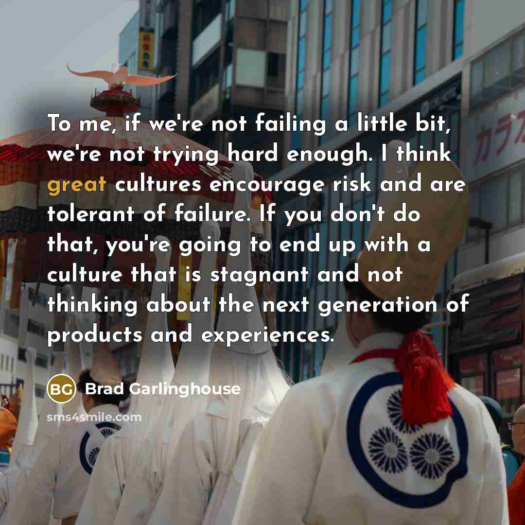 “To me, if we're not failing a little bit, we're…” quote by Brad Garlinghouse
