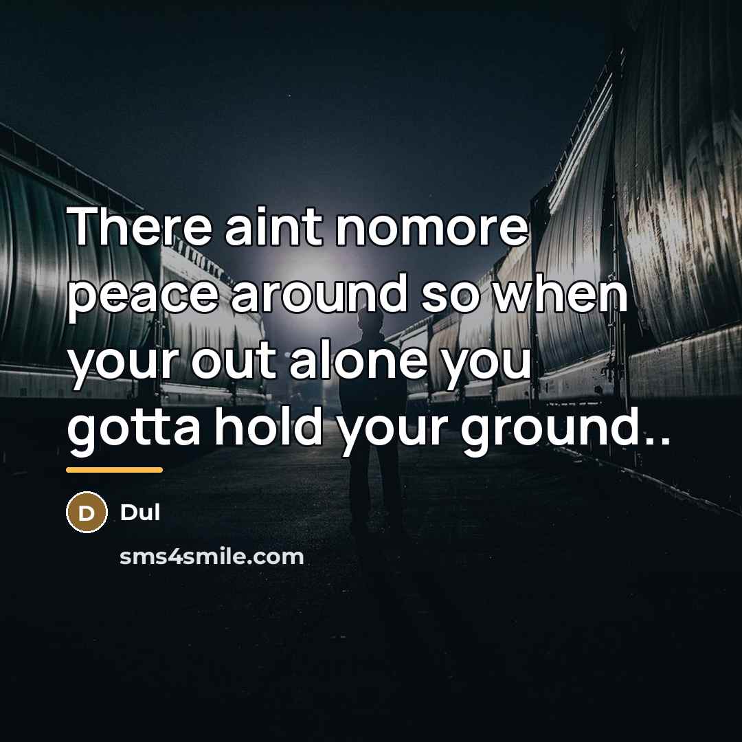 “There aint nomore peace around so when your out alone…” quote by Dul