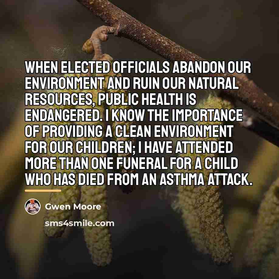 “When elected officials abandon our environment and ruin our natural…” quote by Gwen Moore