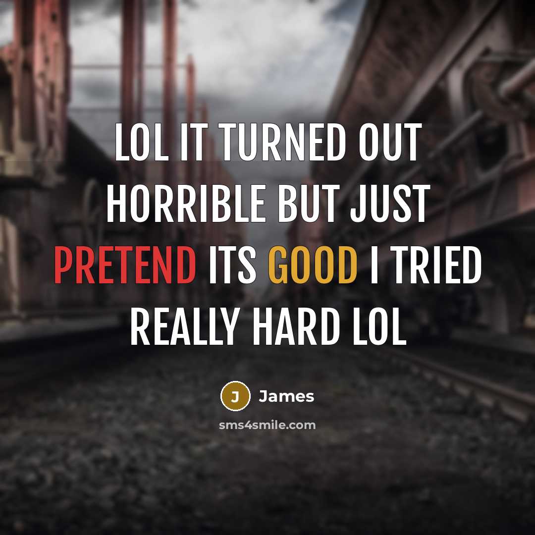 “LOL it turned out horrible but just pretend its good…” quote by James