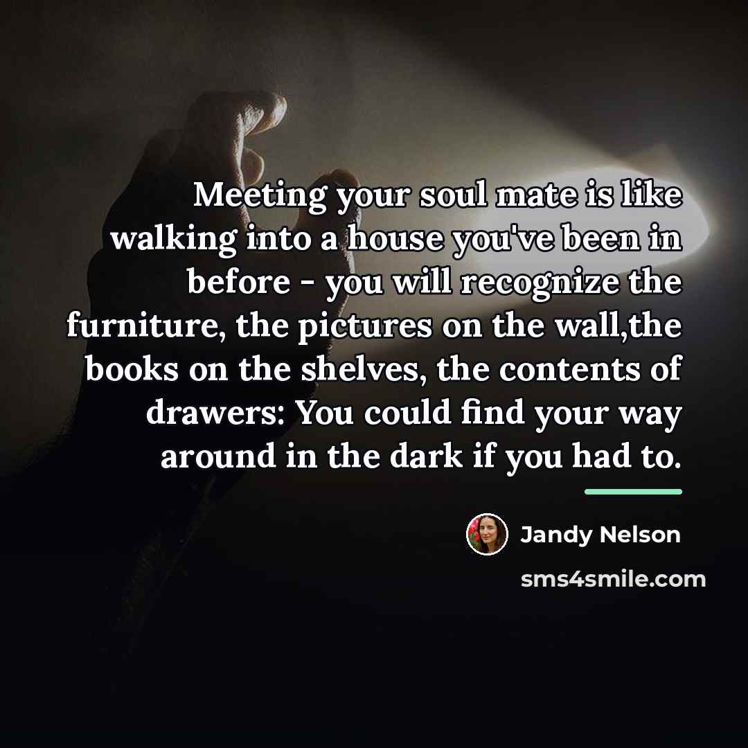 “Meeting your soul mate is like walking into a house…” quote by Jandy Nelson