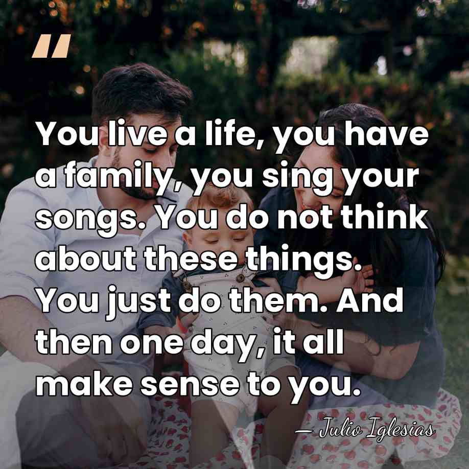 You live a life, you have a family, you sing your songs.&hellip; - Julio Iglesias