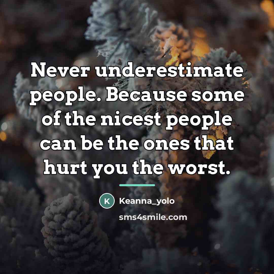 “Never underestimate people. Because some of the nicest people can…” quote by Keanna_yolo