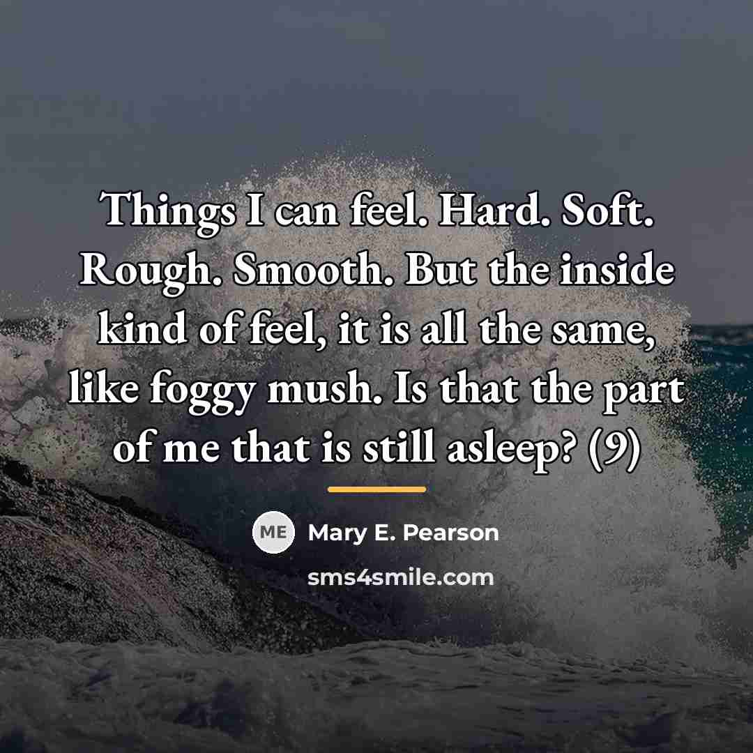 “Things I can feel. Hard. Soft. Rough. Smooth. But the…” quote by Mary E. Pearson
