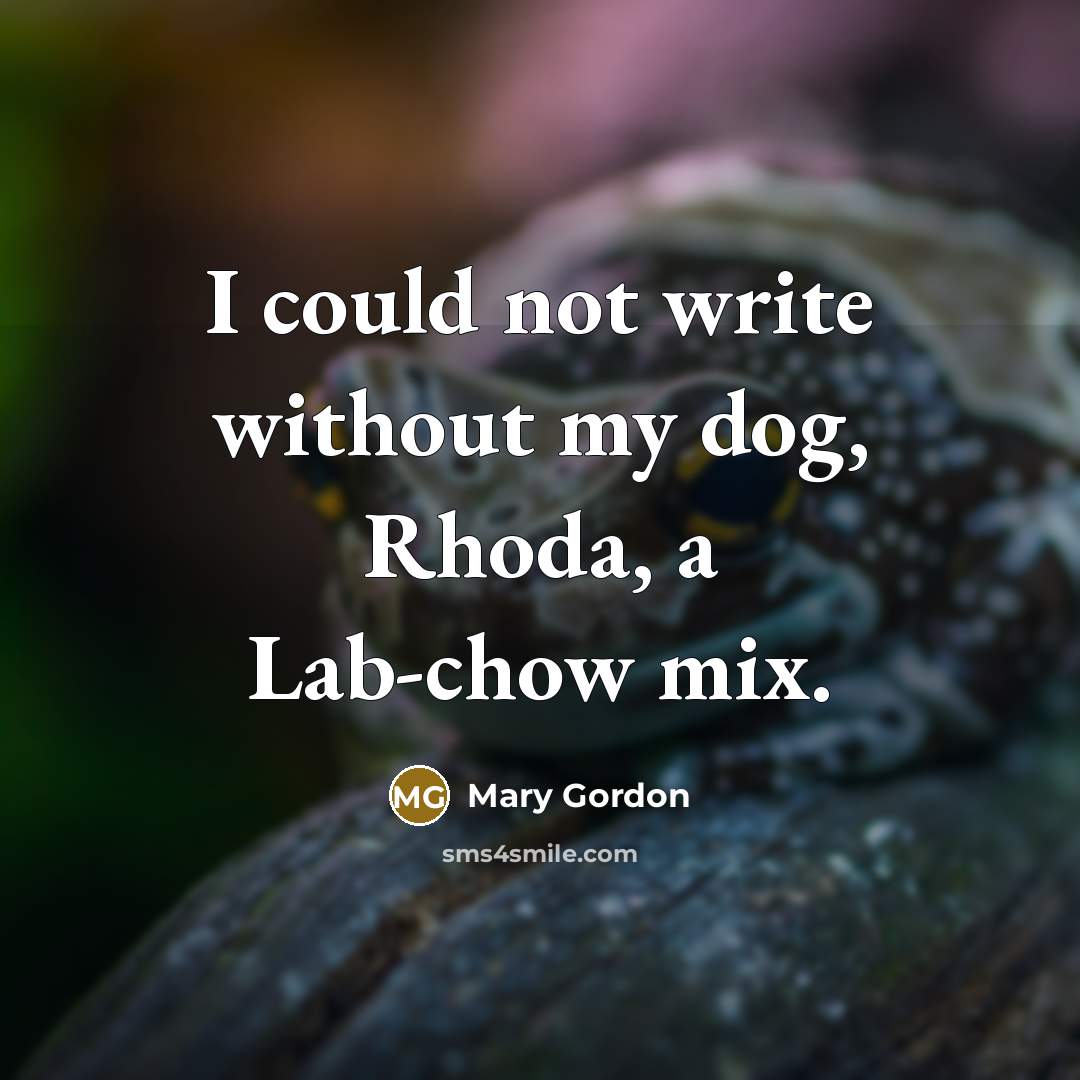 “I could not write without my dog, Rhoda, a Lab-chow mix.” quote by Mary Gordon
