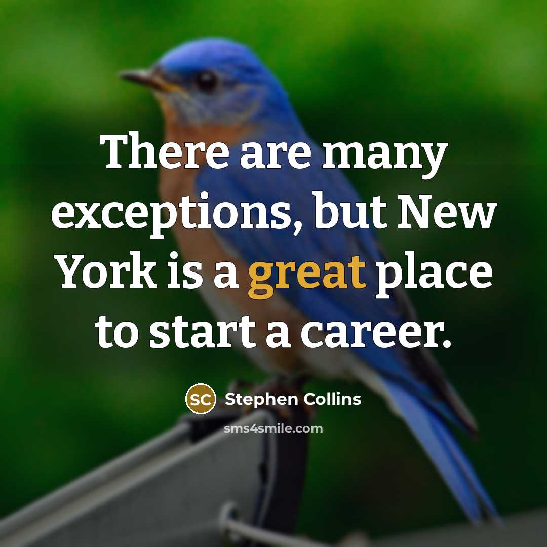 “There are many exceptions, but New York is a great…” quote by Stephen Collins