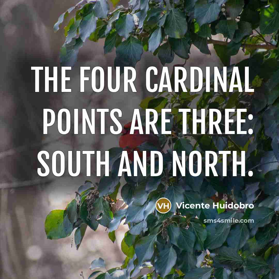 “The four cardinal points are three: South and North.…” quote by Vicente Huidobro