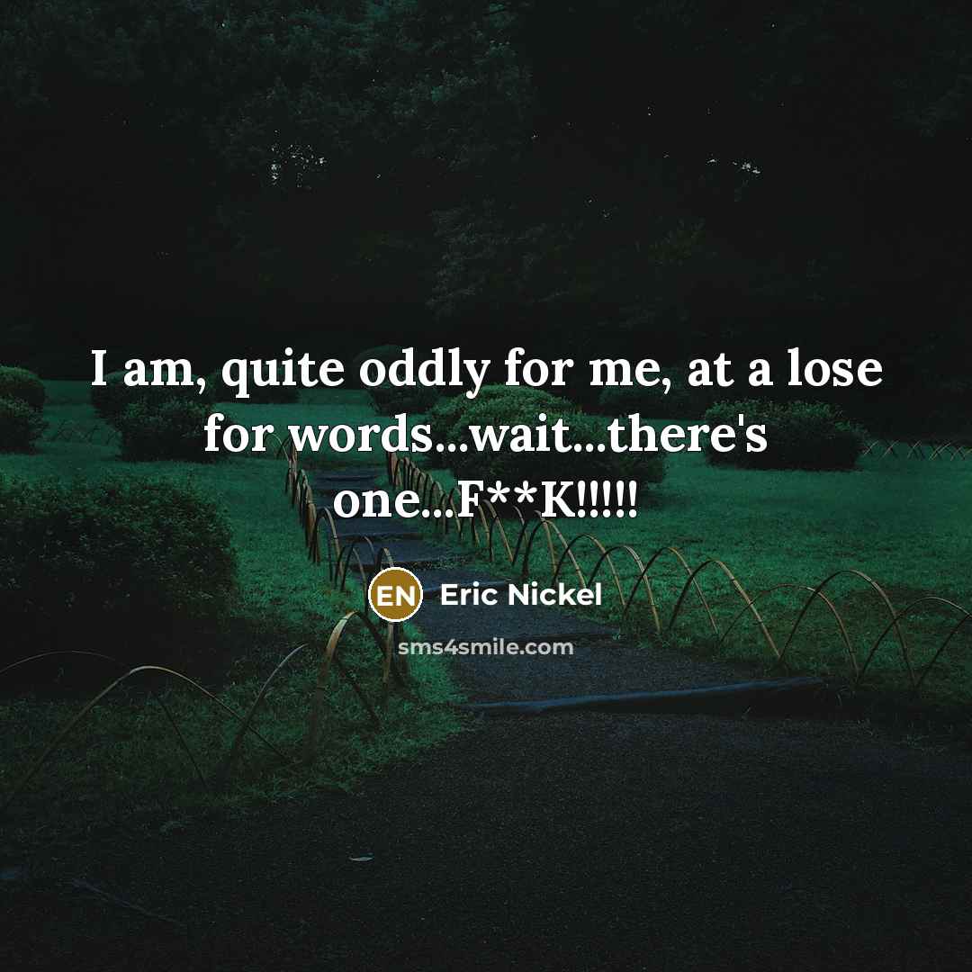 “I am, quite oddly for me, at a lose for…” quote by Eric Nickel