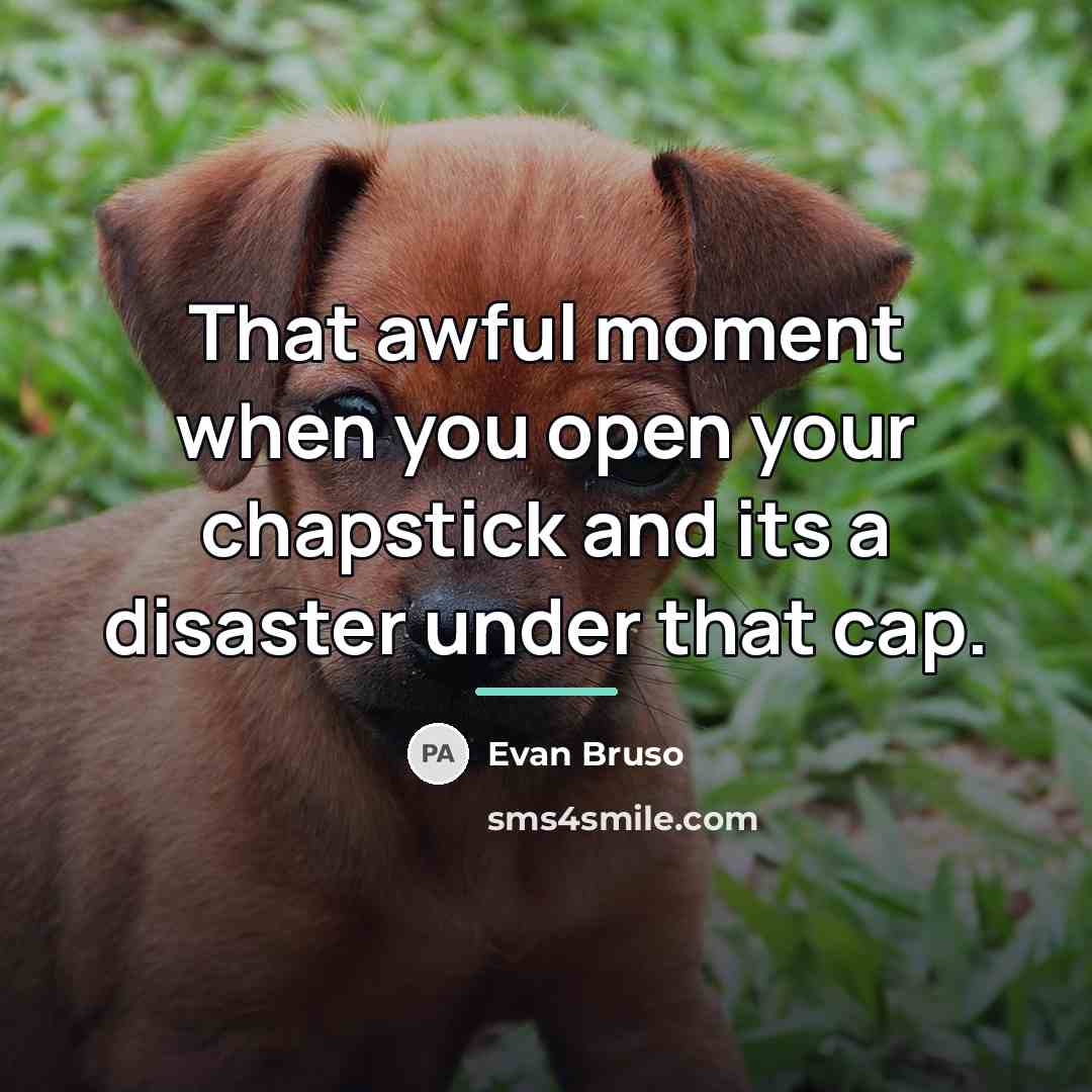 “That awful moment when you open your chapstick and its…” quote by Evan Bruso