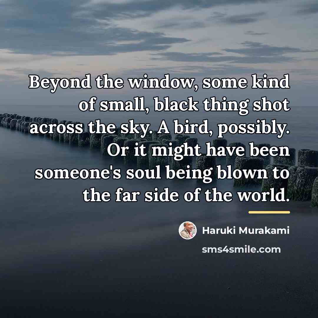 “Beyond the window, some kind of small, black thing shot…” quote by Haruki Murakami