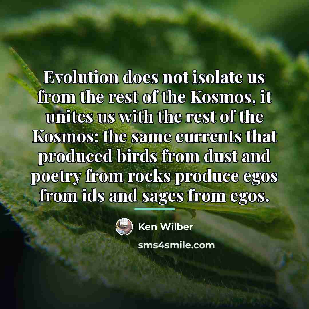 “Evolution does not isolate us from the rest of the…” quote by Ken Wilber