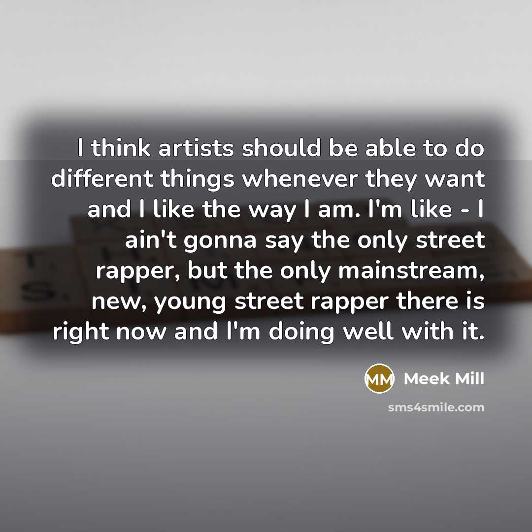 “I think artists should be able to do different things…” quote by Meek Mill