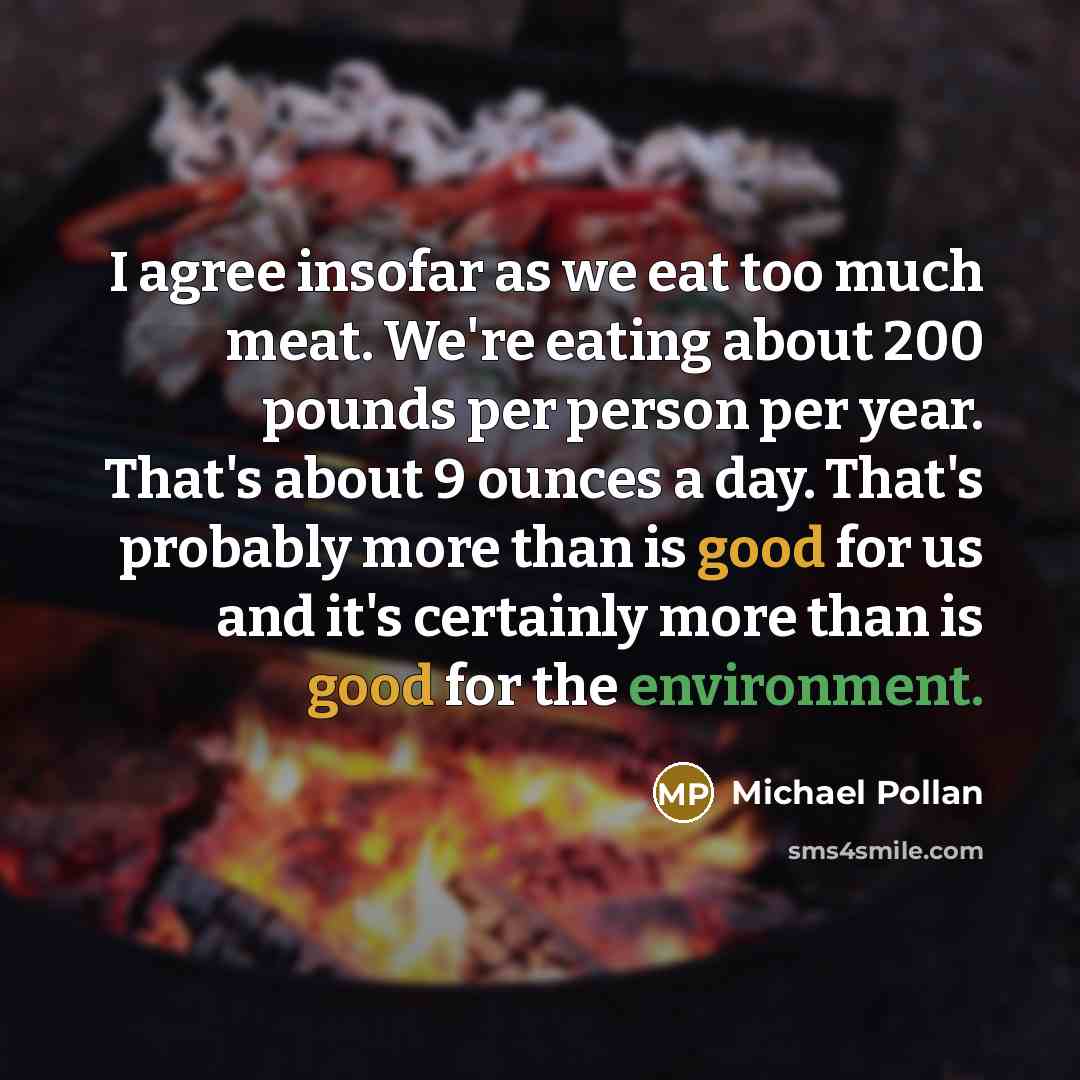 “I agree insofar as we eat too much meat. We're…” quote by Michael Pollan