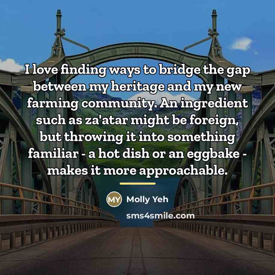 “I love finding ways to bridge the gap between my…” quote by Molly Yeh