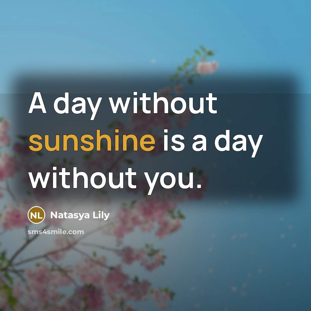 “A day without sunshine is a day without you.…” quote by Natasya Lily