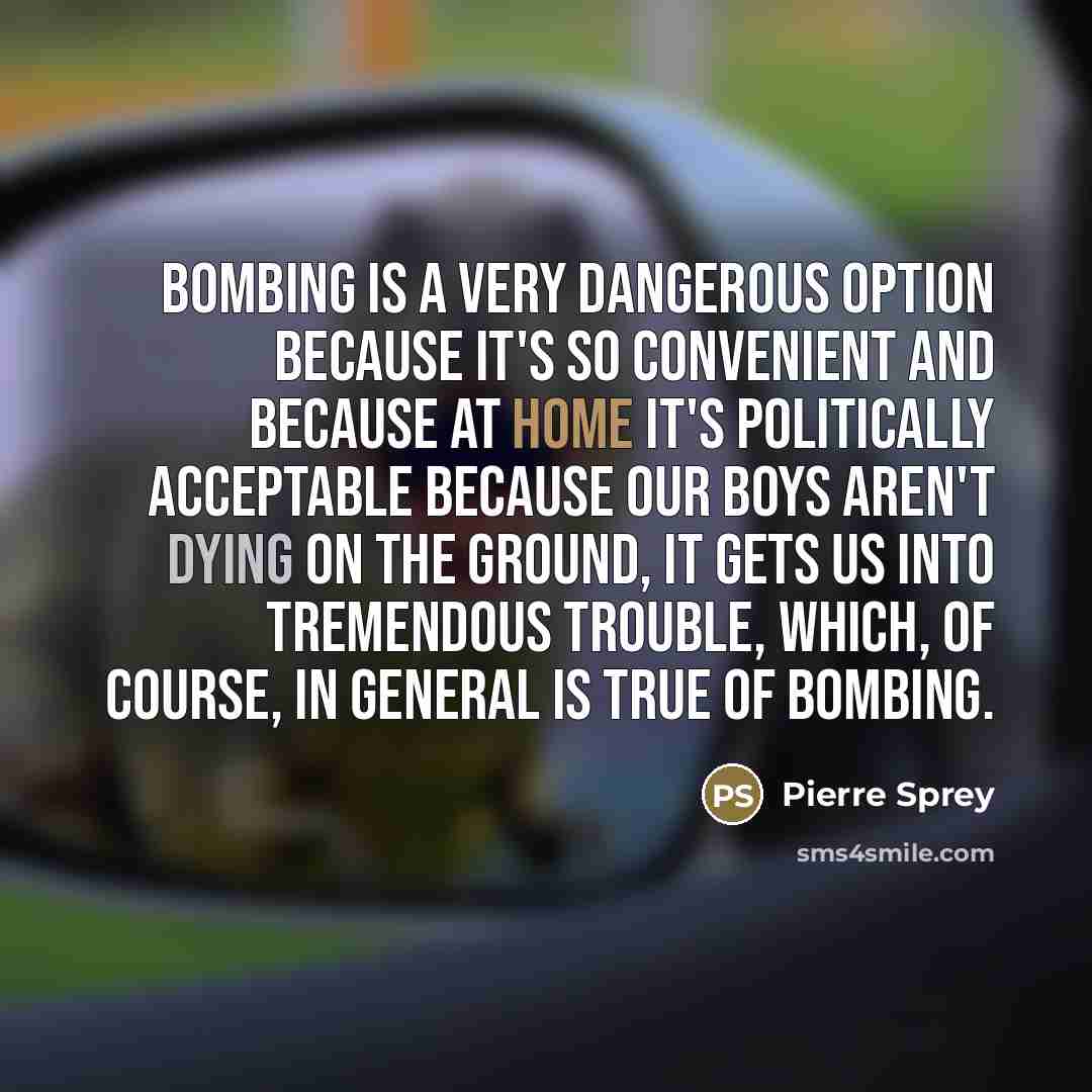 “Bombing is a very dangerous option because it's so convenient…” quote by Pierre Sprey
