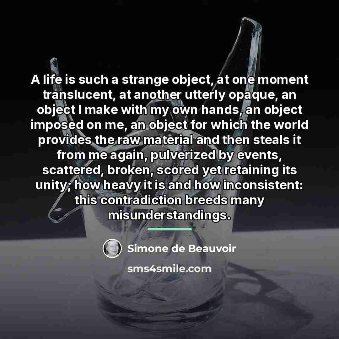 “A life is such a strange object, at one moment…” quote by Simone de Beauvoir