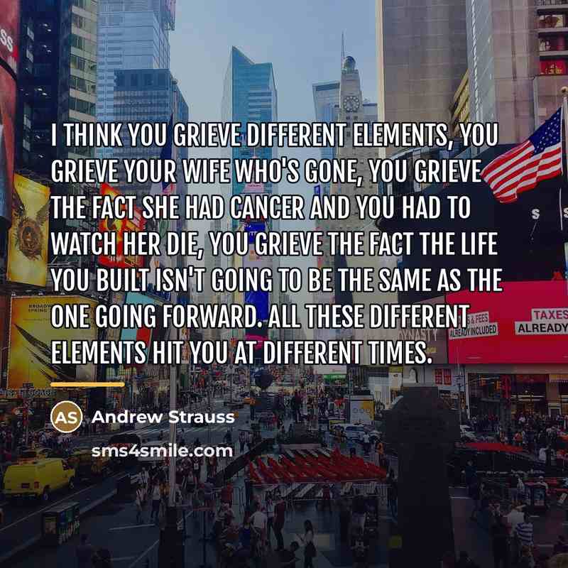 “I think you grieve different elements, you grieve your wife…” quote by Andrew Strauss