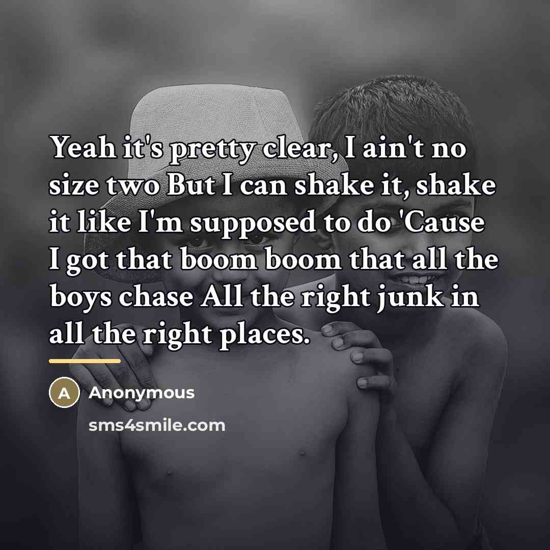 “Yeah it's pretty clear, I ain't no size two But…” quote by Anonymous