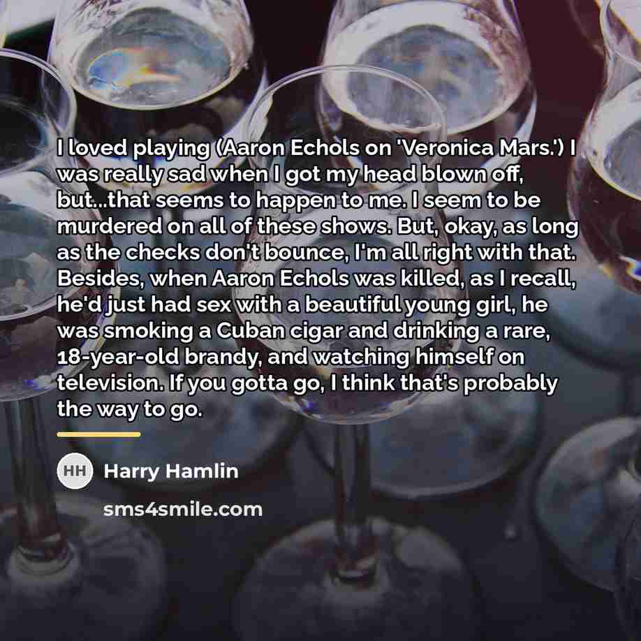 “I loved playing (Aaron Echols on 'Veronica Mars.') I was…” quote by Harry Hamlin