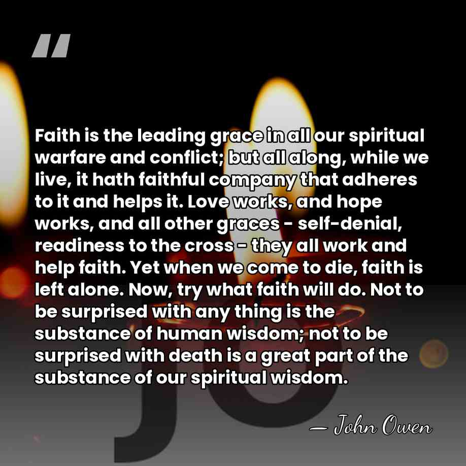 Faith is the leading grace in all our spiritual warfare and conflict;&hellip; - John Owen