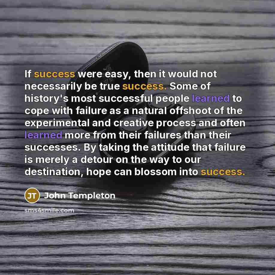 “If success were easy, then it would not necessarily be…” quote by John Templeton