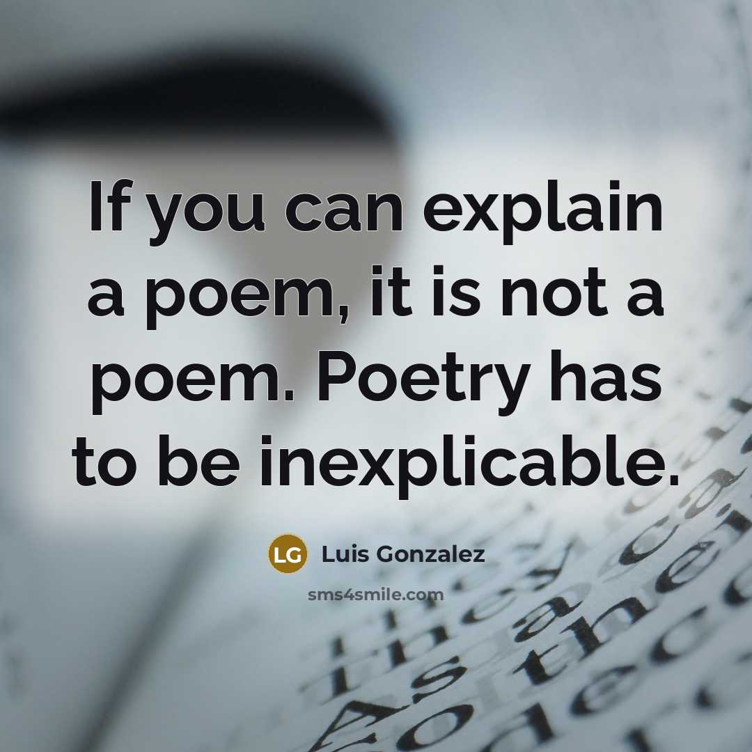 “If you can explain a poem, it is not a…” quote by Luis Gonzalez