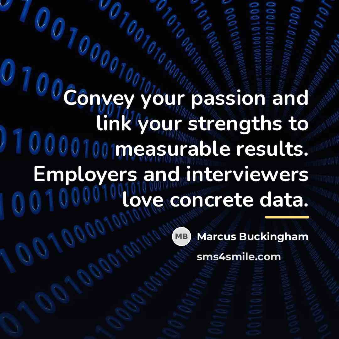 “Convey your passion and link your strengths to measurable results.…” quote by Marcus Buckingham