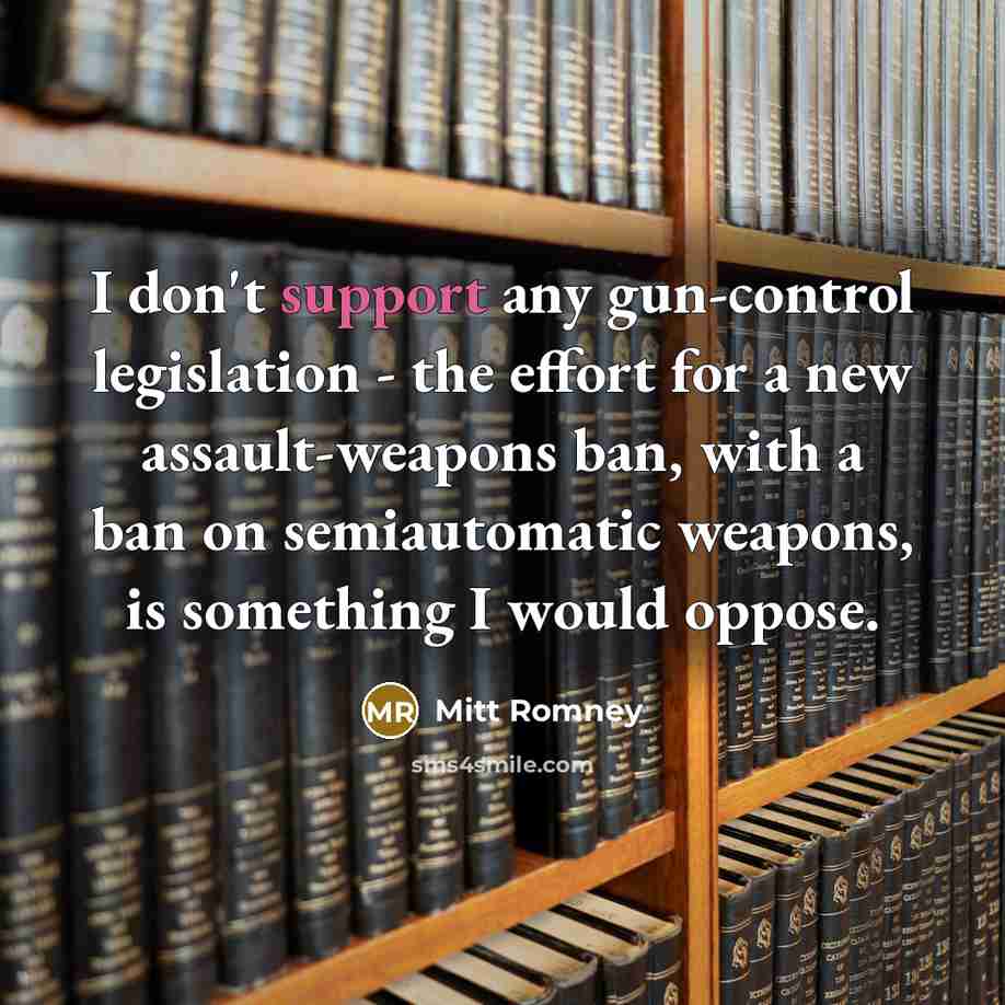 “I don't support any gun-control legislation - the effort for…” quote by Mitt Romney