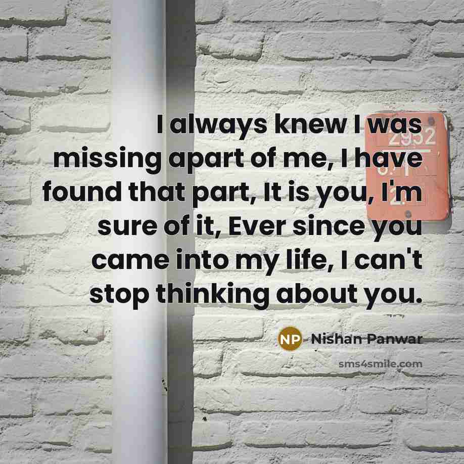 “I always knew I was missing apart of me, I…” quote by Nishan Panwar