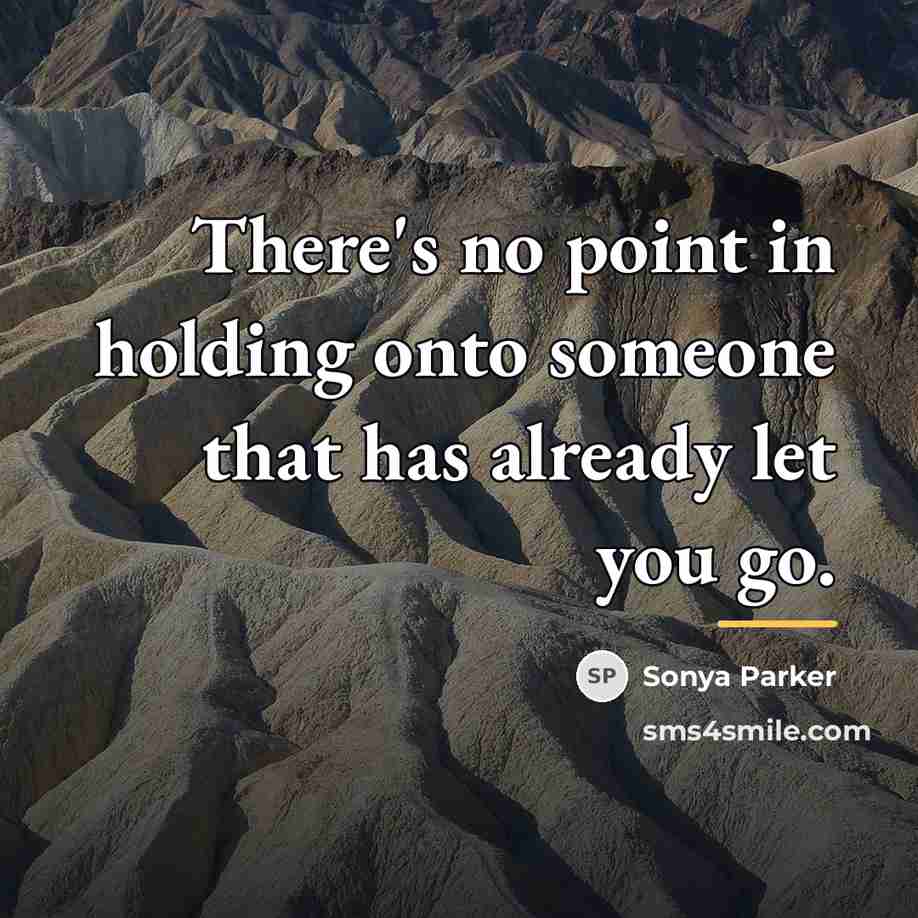“There's no point in holding onto someone that has already…” quote by Sonya Parker