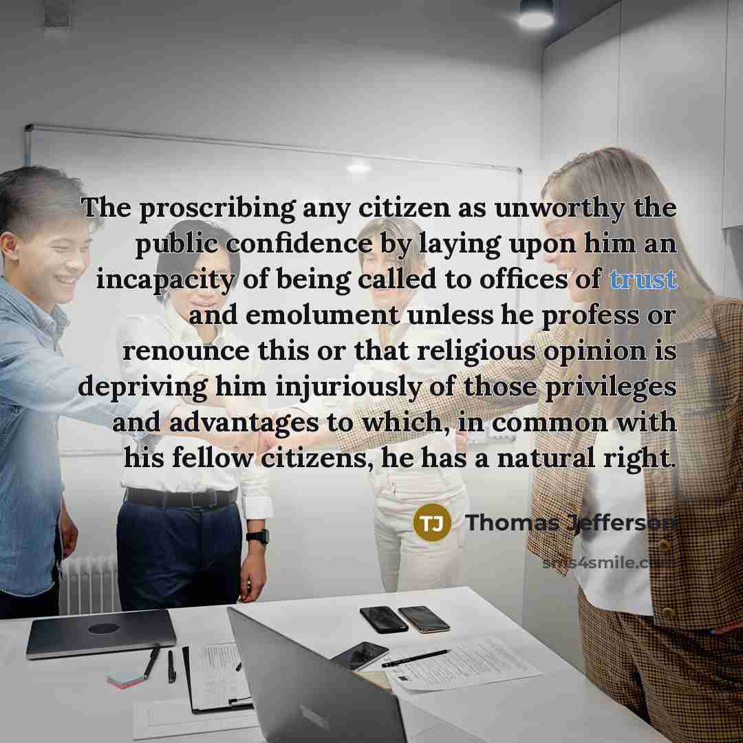 “The proscribing any citizen as unworthy the public confidence by…” quote by Thomas Jefferson