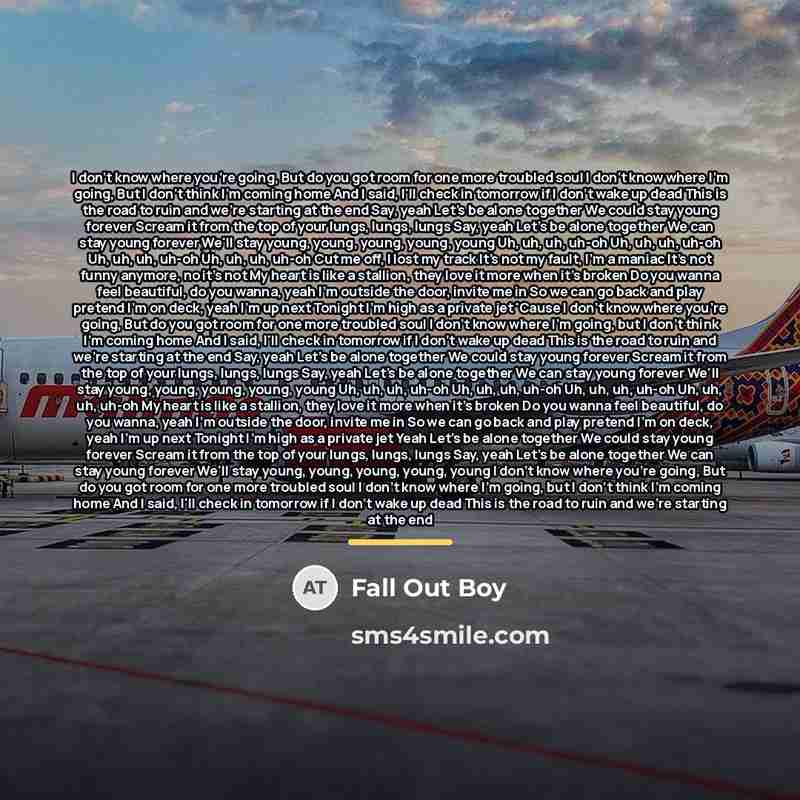 “I don't know where you're going, But do you got…” quote by Fall Out Boy