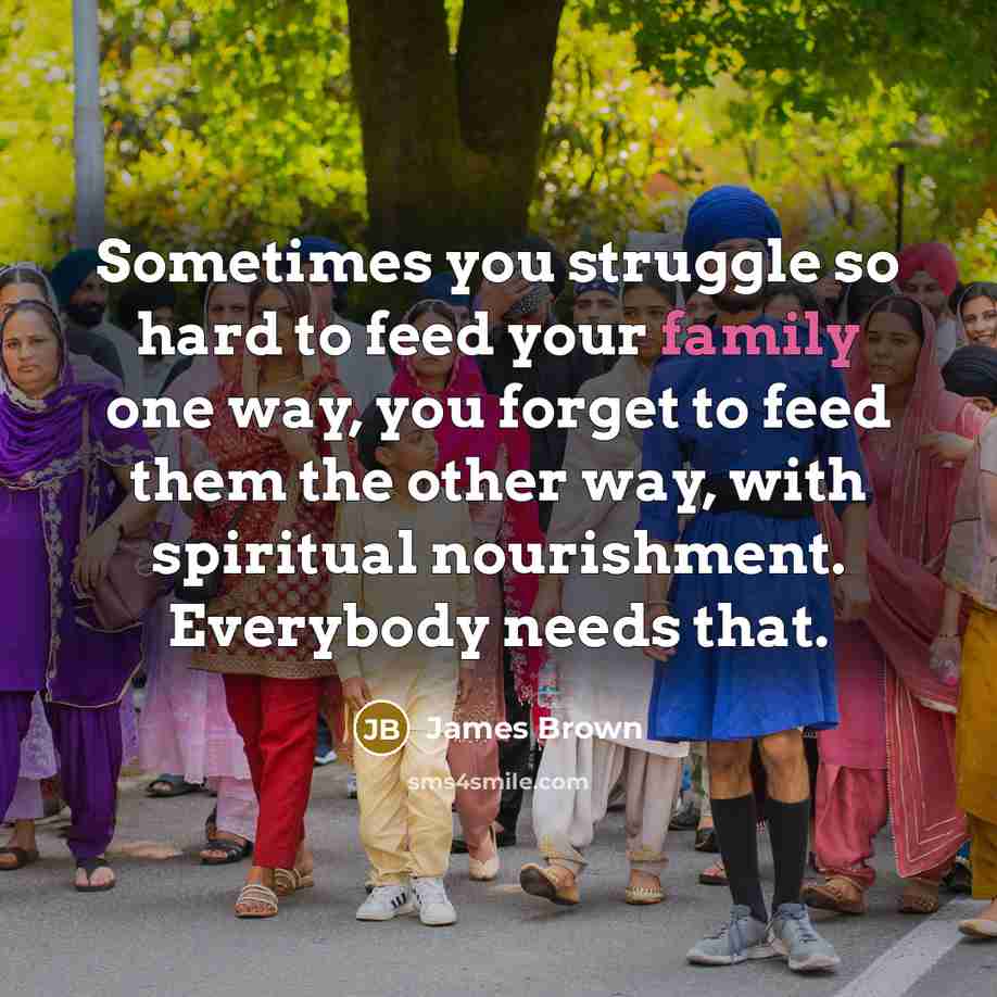 “Sometimes you struggle so hard to feed your family one…” quote by James Brown